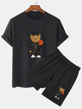 Basketball Bear Print T-Shirt & Shorts